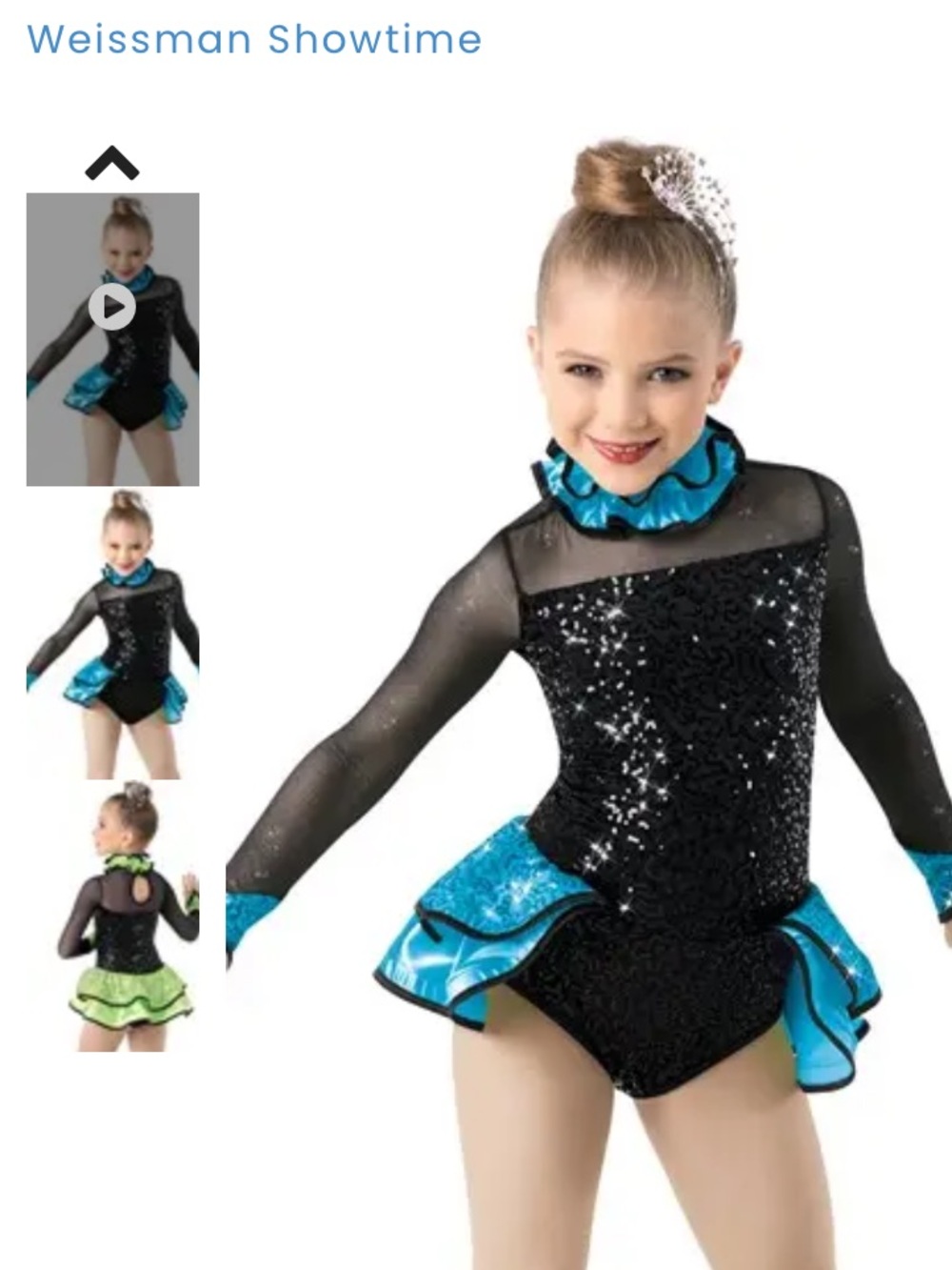 Weissman Black and Teal Sequin Dance Leotard